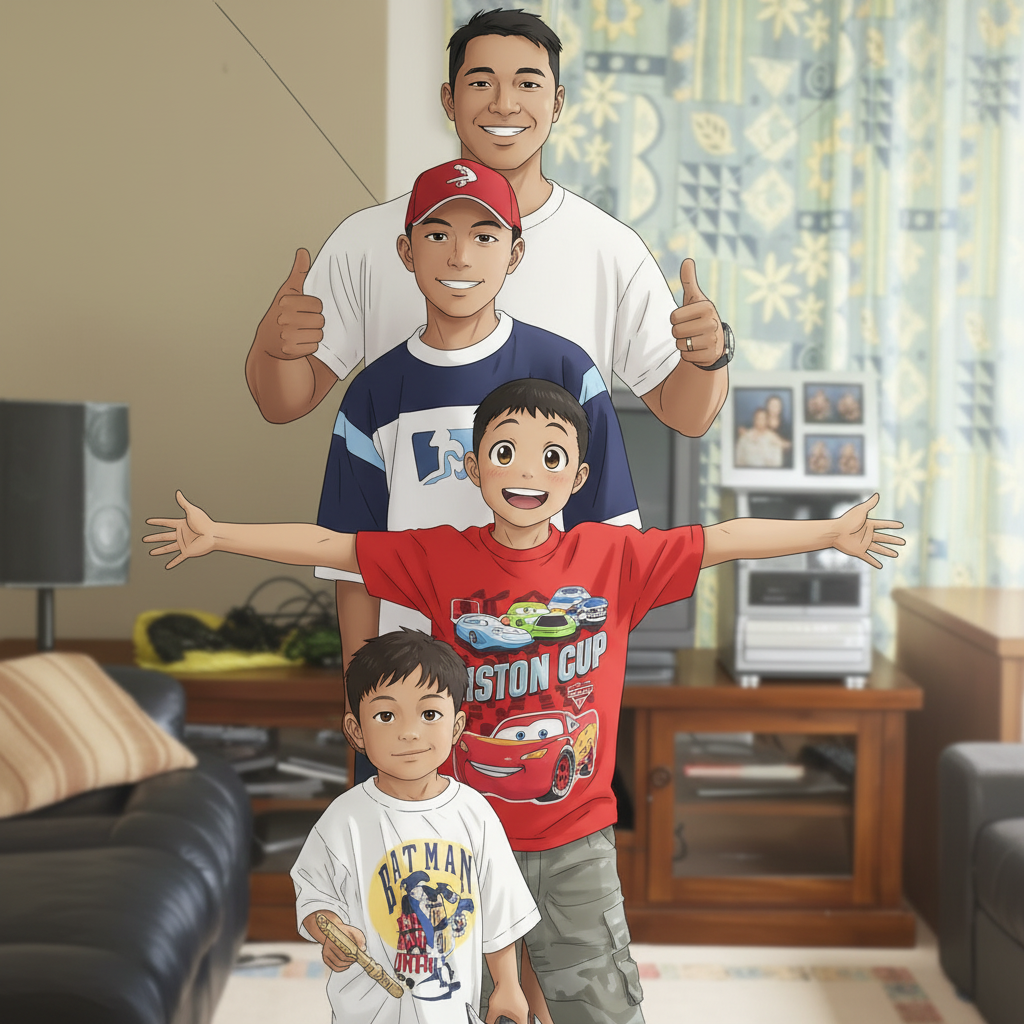 Reed with three of our sons, Benji, Kit & Logan
